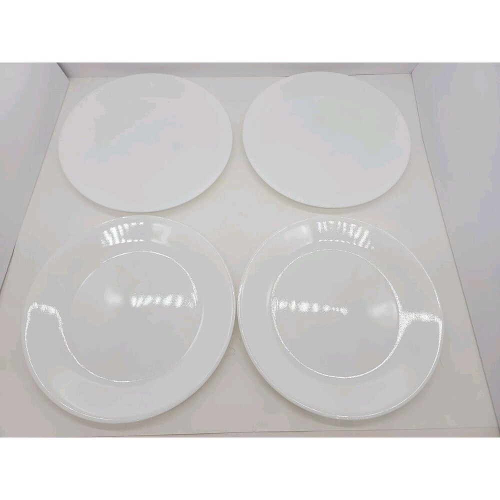 Vintage Corelle "Winter Frost" White Dinner Plates 10 1/4" Set of 4 USA